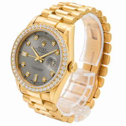Rolex Day-Date 36MM Grey Dial 18038 18Kt YG Watch